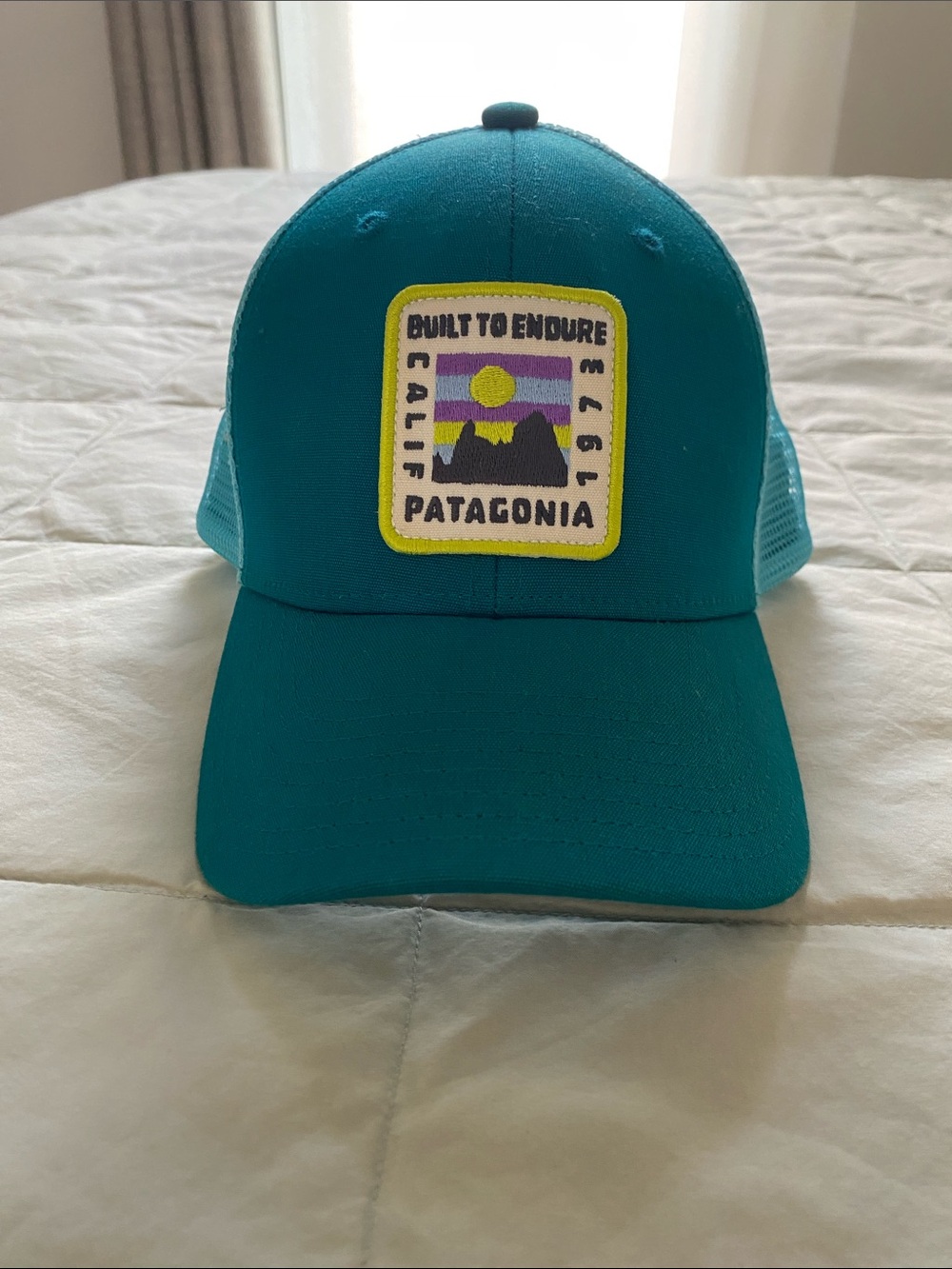 Patagonia Teal Unisex Trucker Hat with Colorful Patch
